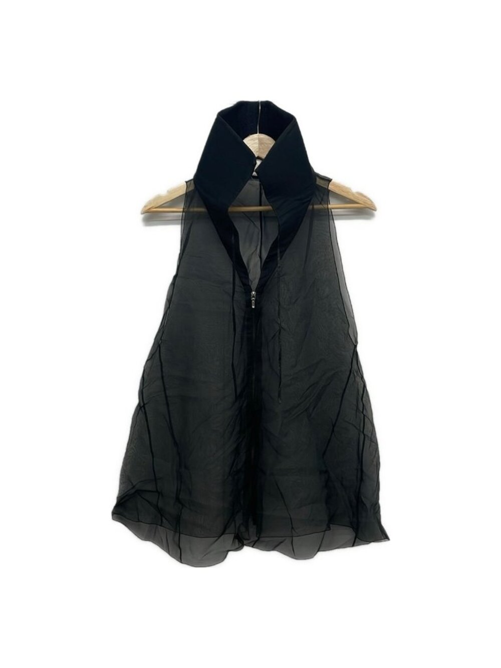 Chanel Vest S Black Sheer Zip